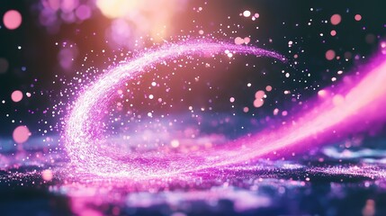 Poster - Dynamic glowing waves in motion, purple energy lines on black background, futuristic speed and light effect