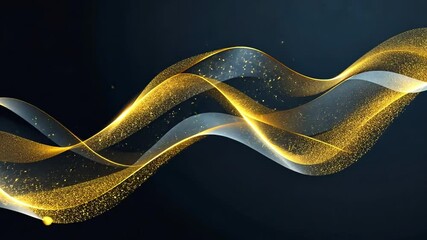 Poster - mesmerizing abstract background with golden waves and sparkling particles, showcasing elegance and m