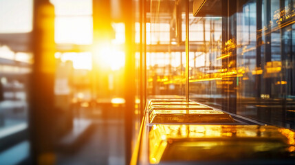 Poster - Golden reflection from stunning sunset view Generative AI