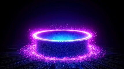 Poster - Quantum Blue Portal, a vibrant circuit motherboard with glowing wires, pulsating rhythms connected to a hidden planet-sized quantum server in the depths of space.