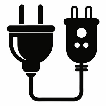 Plug and Socket vector silhouette black design white background