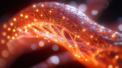 Poster - Futuristic AI Ethics Framework, glowing DNA strands symbolize the fusion of machine learning and human values, illuminating the balance between technology and ethics in society.