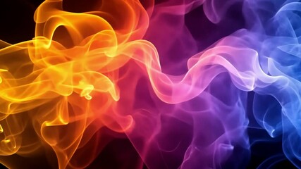 Poster - vibrant abstract background of colorful smoke swirls in orange, pink, and purple, showcasing fluid m