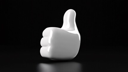 Poster - Thumbs up icon on a shiny black surface