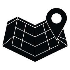 isolated black vector military field map on white background