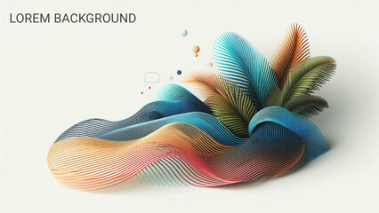 Poster - creative design of palm leaves background with minimalist wave  in futuristic colour.