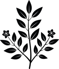 Aufkleber - Black and white leaves and floral patterns create a seamless nature-inspired design element
