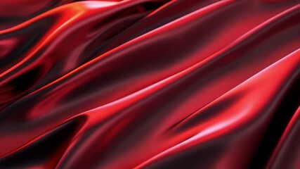 Poster - Luxurious red satin fabric with smooth, flowing texture and vibrant sheen creates elegant design, showcasing opulence and warmth for any stylish application.