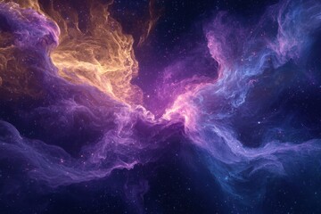 Wall Mural - Vibrant Cosmic Clouds in a Colorful Galaxy Formation at Night