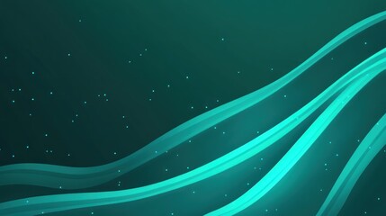 Poster - Teal flowing lines with subtle particles create a mesmerizing abstract background.