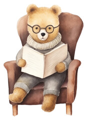 Wall Mural - png bear wearing glasses chair furniture armchair.