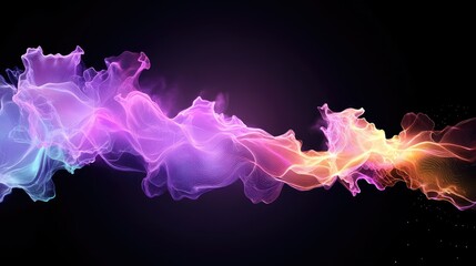 Poster - Abstract purple neon lines sweeping through black space, tech meets elegance