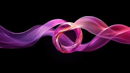 Poster - Smooth flowing neon waves in purple over a sophisticated dark backdrop