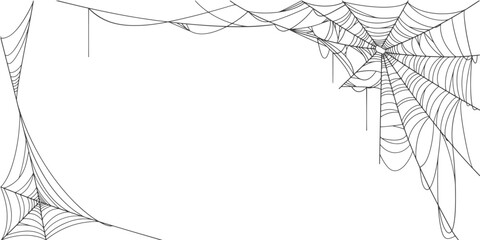 Wall Mural - Spider web line art vector frame