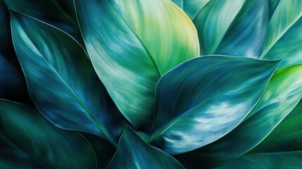 Poster - Abstract art with green and blue tones, nature inspired. Artistic expression and creativity concept