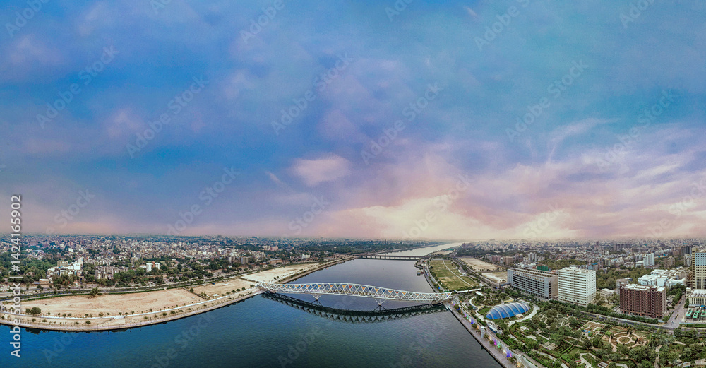 Atal Bridge Ahmedabad City Day View Aerial View Ahmedabad Stock atal-bridge-ahmedabad-city-day-view-aerial-view-ahmedabad-stock