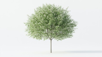 Wall Mural - Flowering tree with green leaves on a white background