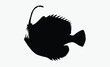 © SilhouetteForge - Anglerfish silhouette, silhouette of Anglerfish filled with space and sci-fi element in rough drawing