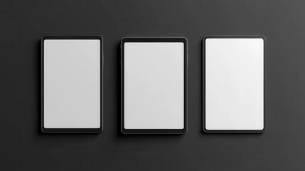 Aufkleber - Blank screen realistic tablet frame, rotated position, side view, top view. The tablet is at different angles. Layout of a universal set of devices. UI, UX Template for infographics or presentation.