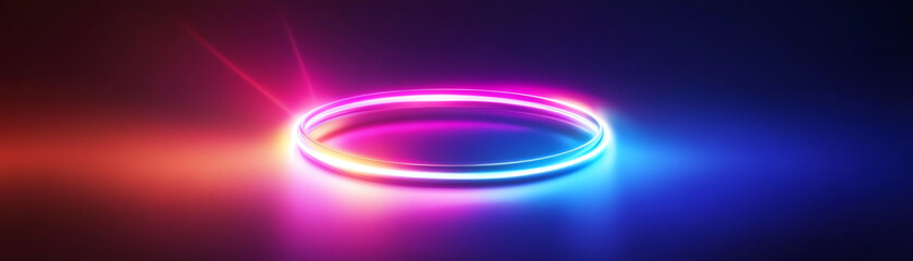 Wall Mural - a mesmerizing neon light ring emits vibrant colors, creating an enchanting atmosphere perfect for di