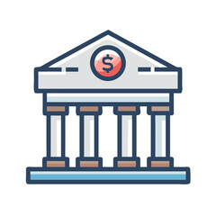 Poster - Bank Building Institution Icon Representing Financial Services and Banking