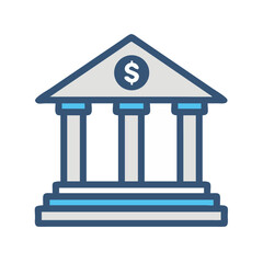 Poster - Bank Building Institution Icon Representing Financial Services and Banking