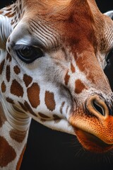 Poster - Close-up of a reticulated giraffe showing its beautiful fur and unique patterns