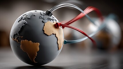 Aufkleber - Global Network Connection Abstract Digital Globe Representing Connectivity Technology Studio Setting Macro View
