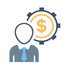 Poster - Businessman with Dollar Symbol Icon Representing Financial Success and Wealth