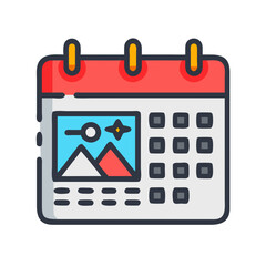 Aufkleber - Calendar with Landmark Icon Representing Travel Itinerary and Planning