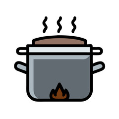 Poster - Cooking Pot Icon Representing Outdoor Meal Preparation or Campfire Cooking