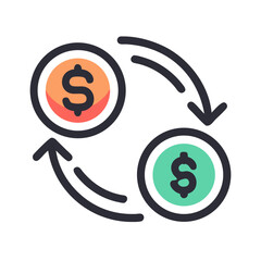 Poster - Currency Exchange Circle Icon Representing Global Money Transfer or Forex Conversion