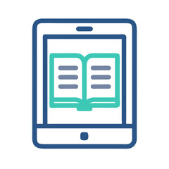 Poster - Digital Book on Tablet Icon Representing E-Reading or Online Education Content