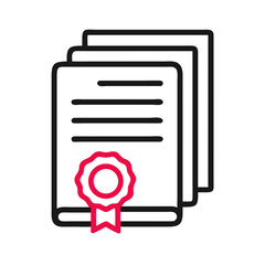Fototapete - Document Stack with Seal Icon Representing Official Files and Authorized Documents