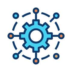 Poster - Gear Network Icon Representing System Integration and Technological Connectivity