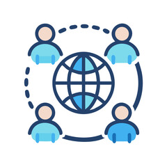 Poster - Global Team Icon Representing International Collaboration and Cross-Border Teamwork