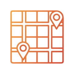 Aufkleber - Grid Map Icon Representing Navigation Checkpoints and Route Planning