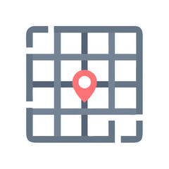 Aufkleber - Grid Map Icon Representing Navigation Checkpoints and Route Planning