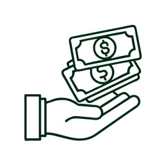 Poster - Hand Holding Money Icon Representing Financial Transaction and Wealth