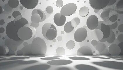 Poster - Dynamic abstract circles and ovals in monochrome background studio setting digital art modern aesthetic eye-level perspective contemporary design concepts