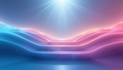 Poster - Dynamic waves of light creating an ethereal landscape abstract visual art futuristic environment digital artwork vibrant color palette