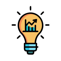 Aufkleber - Lightbulb with Chart Icon Representing Data-Driven Ideas and Business Insights