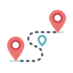 Aufkleber - Location Path Icon Representing Travel Waypoints and Route Mapping