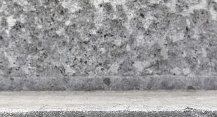Poster - Gray empty concrete table stone podium empty copy space place mock up. Empty wall and table concrete texture template. Mock up for product placement and advertisement. Stone table podium. Gray step