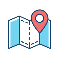 Aufkleber - Map with Marker Icon Representing Location Tracking and Navigation