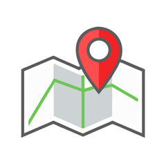 Aufkleber - Map with Marker Icon Representing Location Tracking and Navigation