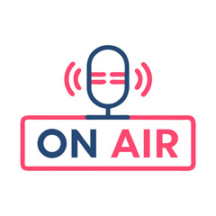 Poster - Microphone with On-Air Sign Icon Representing Live Broadcasting and Audio Recording