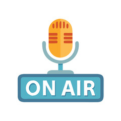 Poster - Microphone with On-Air Sign Icon Representing Live Broadcasting and Audio Recording