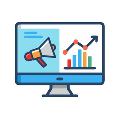 Leinwandbilder - Monitor with Marketing Chart Icon Representing Campaign Performance and Business Analytics