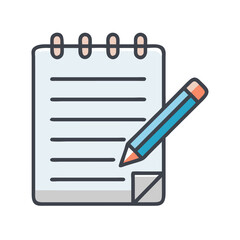 Leinwandbilder - Notepad with Paper and Pencil Icon Representing Note Taking and Writing Tasks